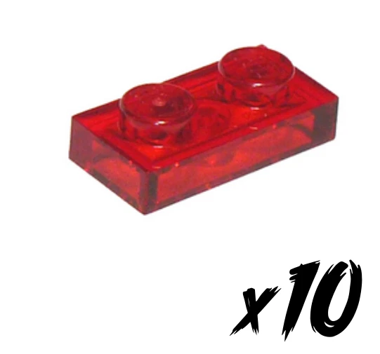 10x LEGO 3023 • Platte 1x2 Platte plate • transparent rot • trans-red - Bild 1 von 1