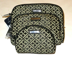 Tommy Hilfiger 3 pc Piece Pouch Set Cosmetic Makeup Beauty Travel Bag  Logo - Picture 1 of 4