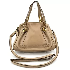 Chloe Paraty Hand Bag Shoulder Bag 2Way Small Leather Beige #A373 - Picture 1 of 24