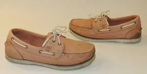 Woman 8M Timberland Light Brown Boat Shoes Leather Lace 94356 6183 Classic Pink  - Picture 1 of 12