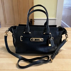 COACH Womens Swagger 27 Satchel 87295 Crossbody Purse Bag Large Black AN GDD - Picture 1 of 12