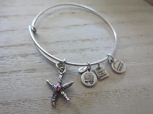 Alex and Ani Starfish with Pink Rhinestone Charm Bangle Bracelet - Picture 1 of 5