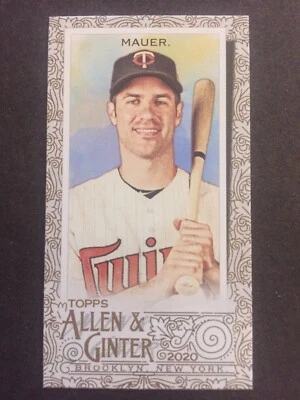 2020 Topps Allen & Ginter GOLD MINI PARALLEL JOE MAUER SP #20 Twins HOF - Image 1 of 2