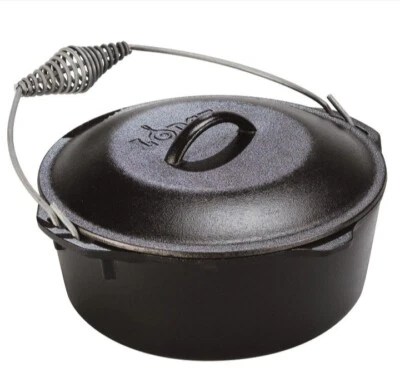 Horno holandés Lodge de hierro fundido sazonado de 5 cuartos con mango de fianza Foto 1 de 4