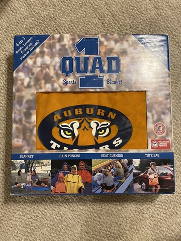 Auburn Tigers Quad 1 Sports Blanket 4 in 1 - Blanket, Poncho, Cushion, Tote Bag Cover