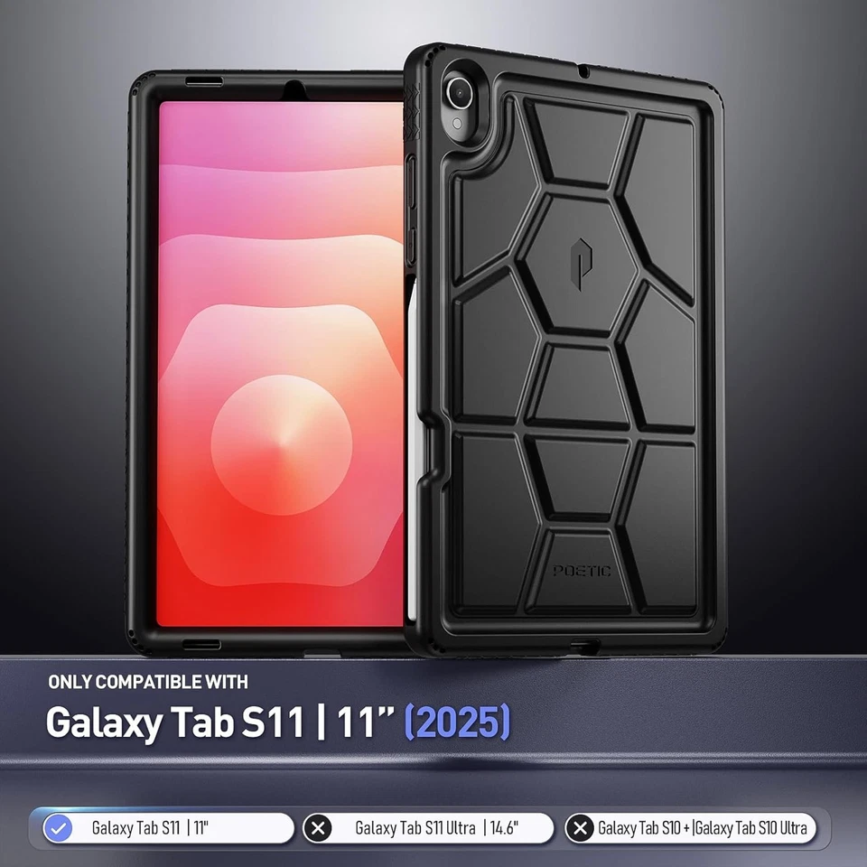 Poetic For Samsung Galaxy Tab S11 Case Kids Friendly Silicone Cover Black