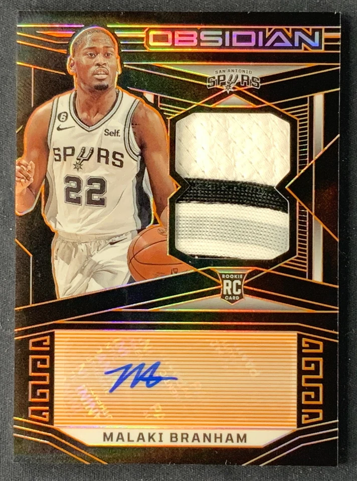 2022-23 Obsidian 3 Color Patch Auto True RPA Malaki Branham Orange /35 Spurs PC1 - Image 1 of 2