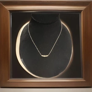 10KT White Gold Minimalist Pearl Station Necklace 16” Freshwater Pearls - Picture 1 of 6