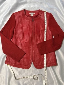 Chaqueta roja tejida de cuero NVGARD COLLECTION para mujer talla grande M 10-12 - Imagen 1 de 21