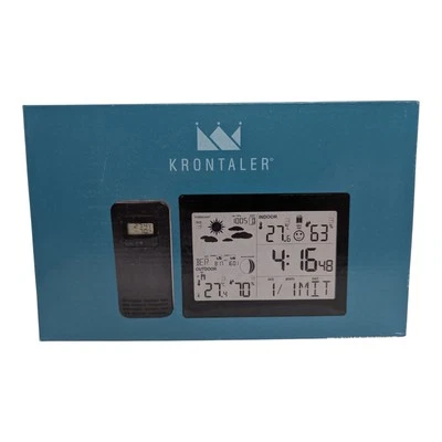 Digitale Funk Wetterstation Außensensor Schwarz Temperatur Uhrzeit LCD Display  - Bild 1 von 2