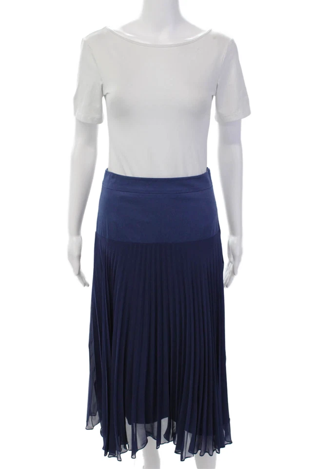 Falda midi forrada con detalle plisado Reiss para mujer azul marino talla 2 Foto 1 de 4