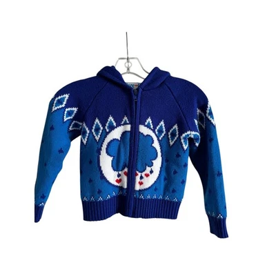 Grumpy Care медведи толстовка с капюшоном джемпер размер 4T синий молнии вязаный свитер снят с производства - Изображение 1 из 4