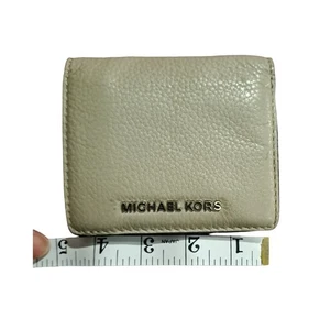 Cartera para tarjetas/monedas de cuero beige Michael Kors - Imagen 1 de 4