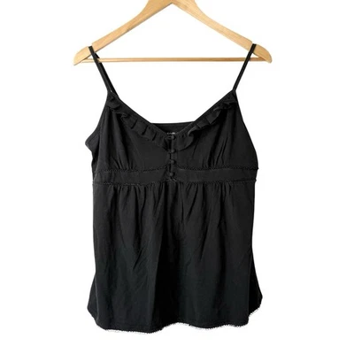 Top Cami New York & Co Talla L Volantes Y2K Negro Babydoll Romance Oscuro Capricho Foto 1 de 4