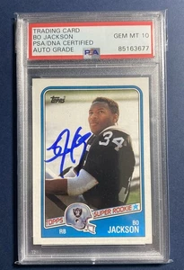 1988 TOPPS #327 BO JACKSON RC PSA AUTO GRADE 10 - Picture 1 of 3