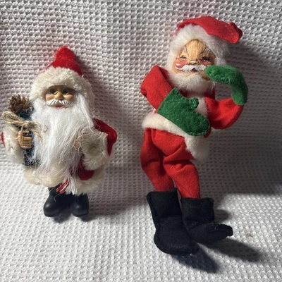 2 estatuillas antiguas 1963 Annalee Christmas Mobilitee 7" y 5"" adorno Foto 1 de 3