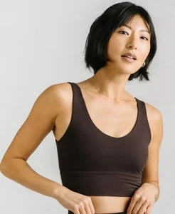 Reggiseno sportivo ZYIA “Confluence” corteccia marrone cioccolato fondente taglia M nuovo con etichette - Foto 1 di 5