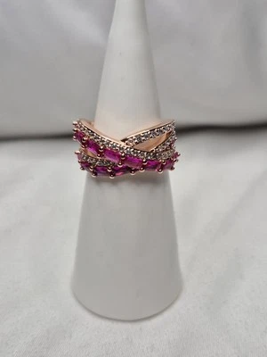 Anillo Bomb Party Talla 7 "Delight Me" Rubí Chapado en Oro Rosa RBP7752 Foto 1 de 3