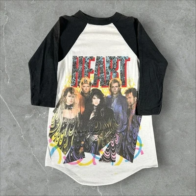 Camisa masculina vintage banda coração pequena branca 1986 World Tour Raglan anos 80 pop rock - Imagem 1 de 4