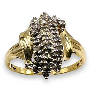 10k Solid Yellow Gold Natural Diamond Cluster Ring 0.50Ct Size 8.75 -2396 - Picture 1 of 15