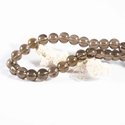 40 Glasperlen Rauchgrau 8mm Transparent Schmuck basteln Rund GlitzerInsel 00548 - Bild 1 von 3