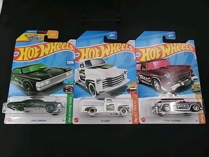 Hot Wheels '52 Chevy White) HW Hot Trucks, CLASSIC '55 NOMAD, LAYIN' LOWRIDER,x3 - Picture 1 of 14