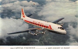 Postcard: Capital Viscount, New Concept in Flight, First Turbo-prop Airliner - Picture 1 of 2