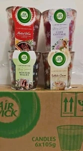AIRWICK CANDLE 105G X 6--WINTER WALKS-MULLED WINE-ROSES & SNOWBERRY- VANILLA - Picture 1 of 14