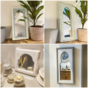 Indian Wall Mirrors - Distressed Wooden Temple Mirrors 6 Exclusive Designs - Picture 1 of 36