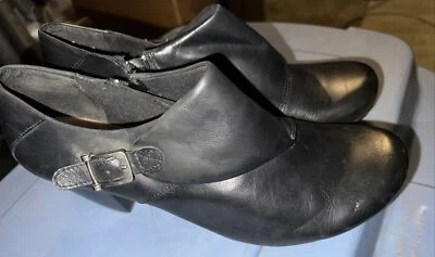 Yuu Botas de Terry Para Mujer Botín al Tobillo Bomba Negro Cuero Tacones Informales Sin Cordones 10M Foto 1 de 4