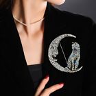 Badges Pins For Women Fashion Brooch Luxury Full Crystal Moon Cat Exqusitie