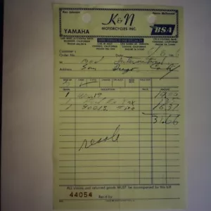K and N Motorcycles Med International 2 Tires Parts Order 1966 - Bild 1 von 1