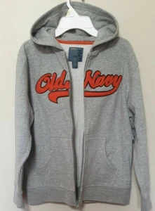 OLD NAVY VTG Hoodie Full Zip Jacket Fleece Sweatshirt 10-12 Embroidered Gray NWT - Picture 1 of 8