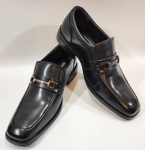 Alfani Hombres Ace Mocasín Zapatos de Vestir Negros Sin Cordones Puntera Cuadrada 11M Nuevos - Imagen 1 de 10