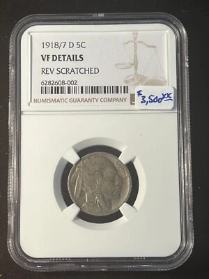 1918/7 D BUFFALO NICKEL  NGC VF DETAILS REV SCRATCHED 002 - Image 1 of 4