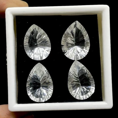 4 piezas piedras preciosas sueltas brillantes corte cóncavo pera 23-25 mm cuarzo blanco natural Foto 1 de 4