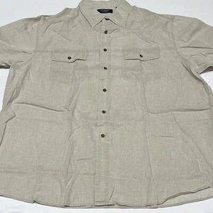 Roundtree & Yorke Outdoor Button Up Linen Shirt Men XL Tan Breathable Summer Day - Picture 1 of 15
