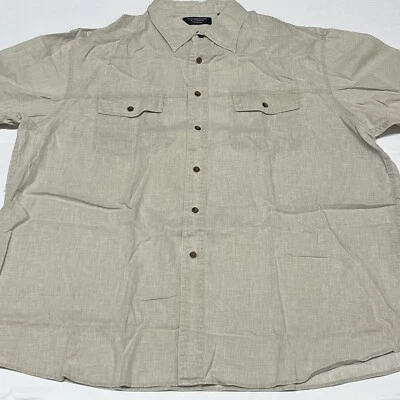 Roundtree & Yorke Outdoor Button Up Linen Shirt Men XL Tan Breathable Summer Day - Image 1 of 4