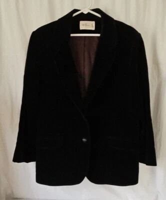 Blazer De Colección Mr Beau RL Davis Negro Abotonado Terciopelo Bolsillos Forrados 44" Busto Foto 1 de 4