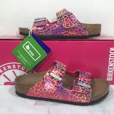 Birkenstock Youth Size 12 EU 30 Narrow Arizona Hologram Pink Sandals Y23-991 - Image 1 of 4