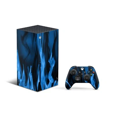 Xbox Series X Skin Aufkleber Design Schutz Folie Skins Vinyl Cover Flammen blau - Bild 1 von 4