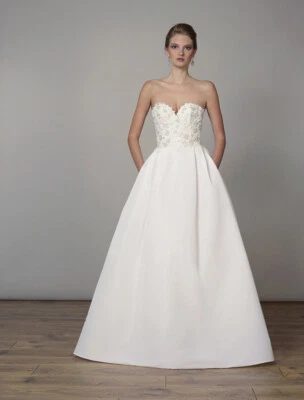LIANCARLO Bridal Wedding Dress Strapless Silk White Strapless Aline Gown 7824 - Image 1 of 4