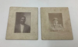 2 B&W Photos of African American Black Couple. Writing on 1 Pic. 1900-1915. - Picture 1 of 4