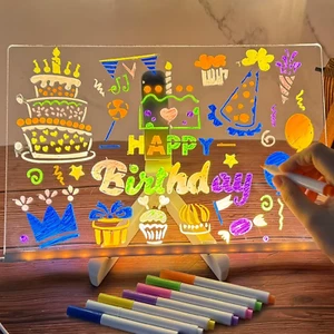 Bacheca LED Disegno Messaggi per Bambini Blocco Note Luce Notturna 7 Penne Neon Regalo Giocattolo - Foto 1 di 13