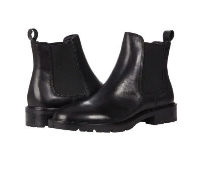 Steve Madden Mujer Negro Gore Chelsea Cuero Nuevas Botas 7 Nuevas En Caja Foto 1 de 4