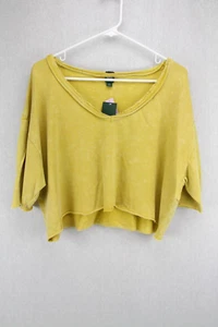 Top corto Wild Fable para mujer con dobladillo crudo amarillo mediano - Imagen 1 de 4