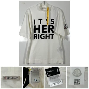 Moncler Woman Graphic Print Mock Neck T-Shirt White Small NWT - Picture 1 of 18