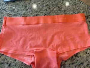 Victorias Secret Pink Logo Shortie Panties Orange New Womens Boyshort Med - Picture 1 of 2
