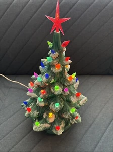 Vintage Light Up Christmas Tree Lamp Porcelain Green H47cm Y21 Z7 - Picture 1 of 7