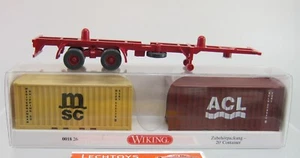 Wiking 1:87, n.: 018 26, set container da 20 piedi con semirimorchio in colore speciale - Foto 1 di 1